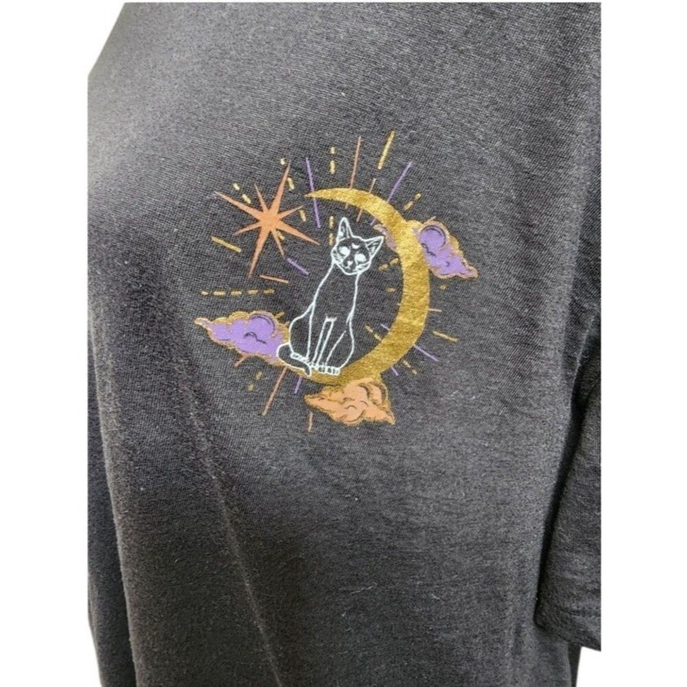 Way To Celebrate Halloween Moon Cat Tee Black Size 3X